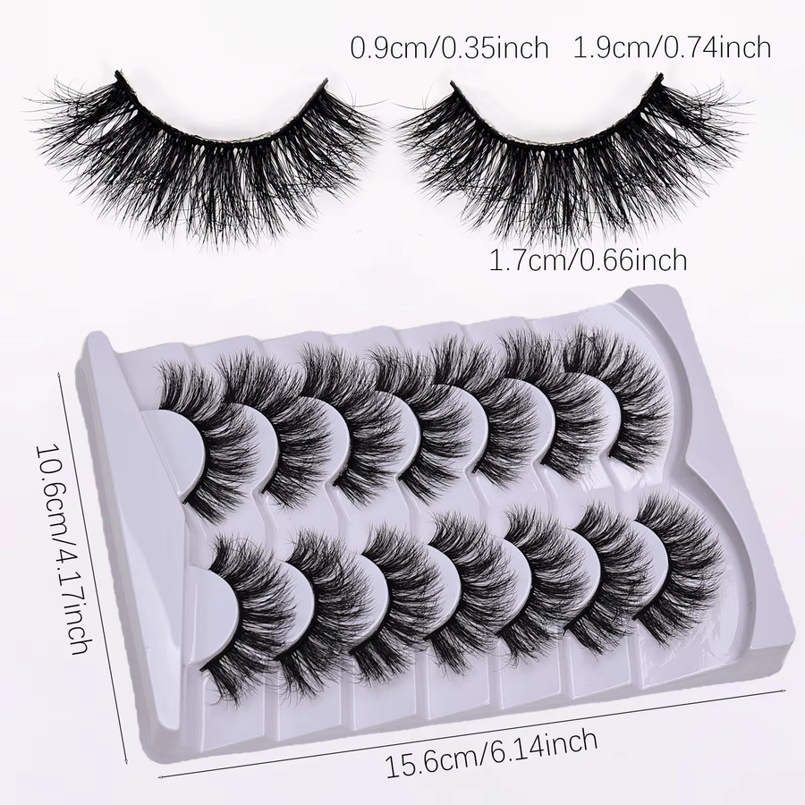 JIEFUXIN Falsche Wimpern, Black, 7 Paar, Unisex - Bild 4