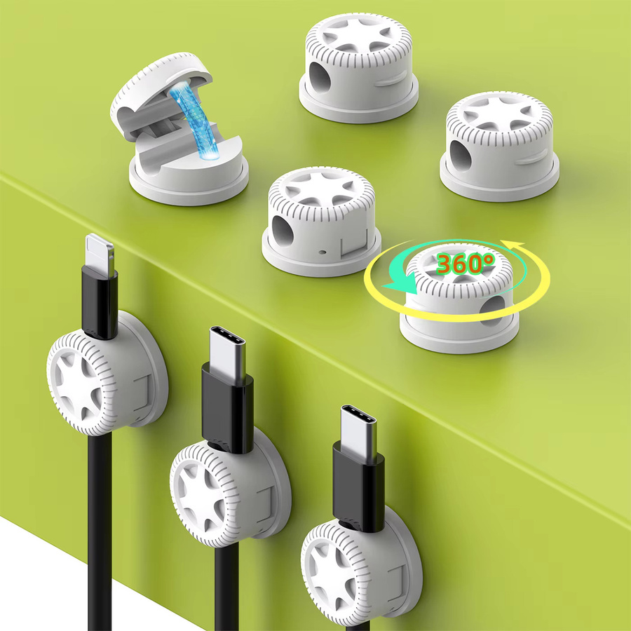 Dibaigou Magnetische Kabelklemmen in Schwarz, Selbstklebender Kabel-Organizer aus Kunststoff für Schreibtisch, Büro und Auto - Bild 2