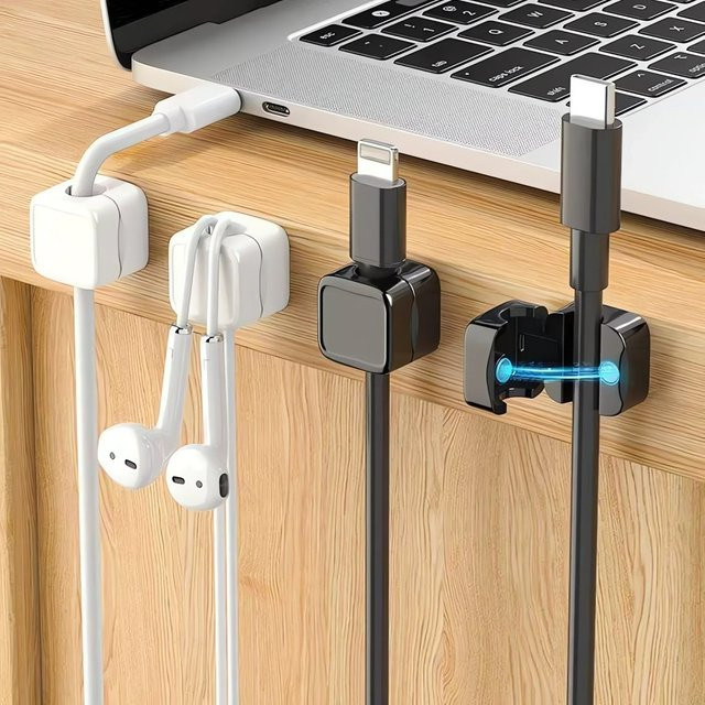 Magnetische Kabel Organizer Kabelmanagement Clips in Schwarz zur Wandmontage oder unter dem Schreibtisch - Bild 1