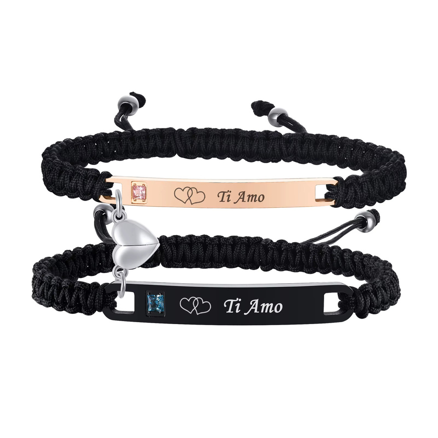 Meaeguet Armbänder, Magnetische Herz Form, Edelstahl, Unisex, 2 Stück Set - Bild 7