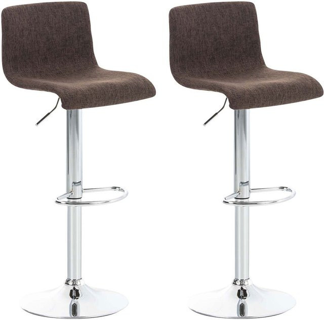 TPFLiving Barhocker Hope 1er Set, brauner Stoff, Metallgestell in Chromoptik, 360 Grad drehbar, B/T/H: 39 x 36 x 110 cm - Bild 1