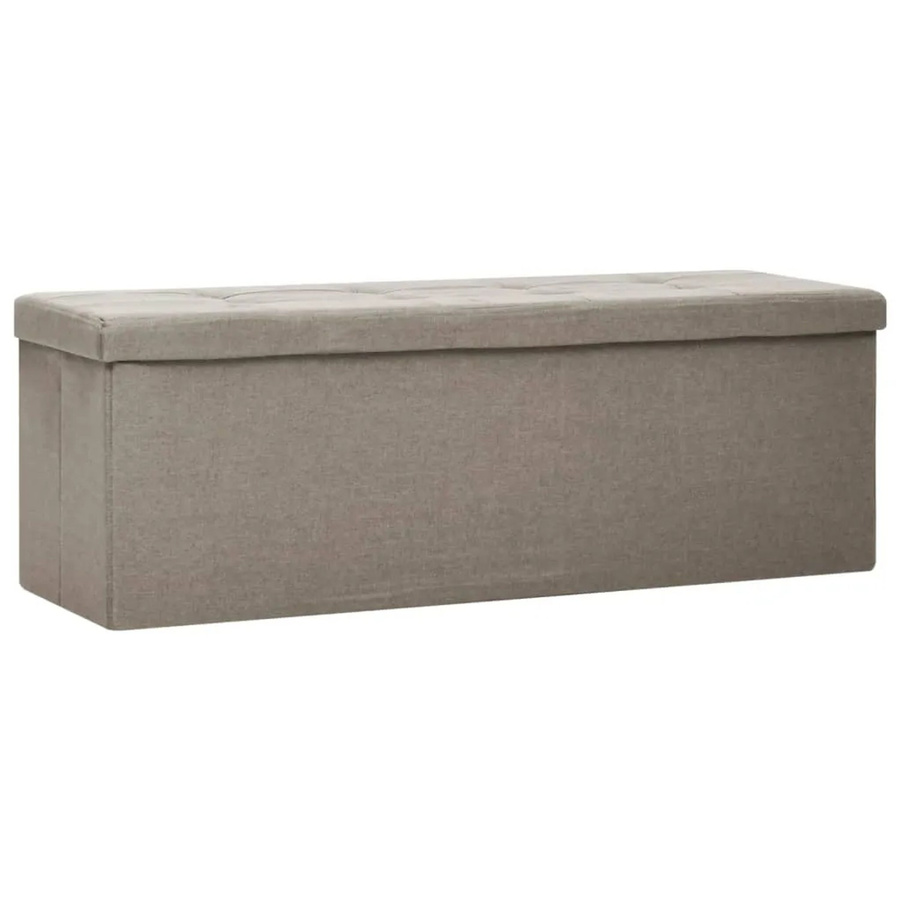vidaXL Faltbare Sitzbank mit Stauraum in Taupe Leinenoptik, B/T/H: 110 x 38 x 38 cm - Bild 2