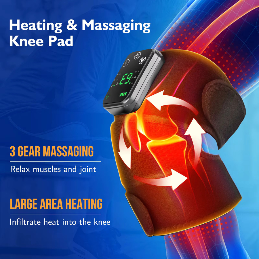 PASTSKY Knie-Heizmassagegerät mit Vibrationsmassage und Heißkompresse zur Arthritis-Linderung, Farbe: Schwarz - Bild 3