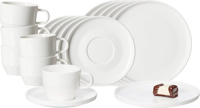 Ritzenhoff & Breker Kaffeeservice Kelly aus Porzellan, 18er Set, Weiß - Bild 1