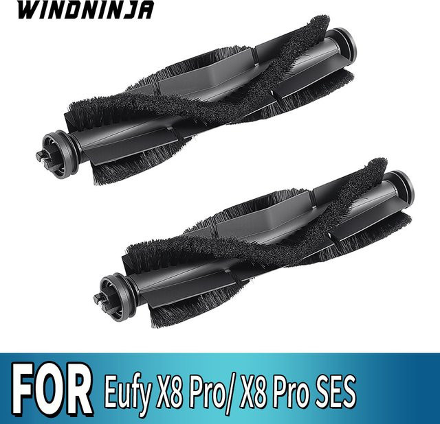 WINDNINJA Ersatz-Rollenbürsten für Eufy X8 Pro SES Roboterstaubsauger, waschbare Hauptbürste aus Gummi, Schwarz - Bild 1