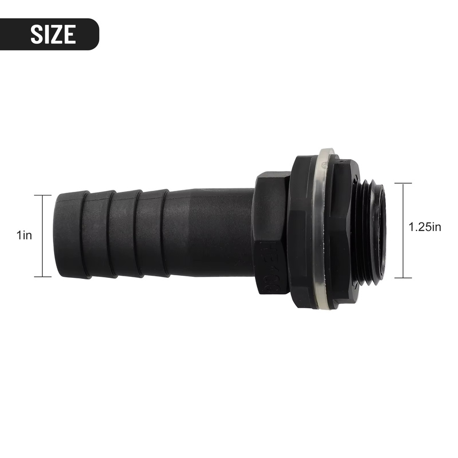 1-Zoll-Überlaufanschluss für Wasserhahn und Tank inklusive Mutter und Unterlegscheibe in Schwarz - Bild 6