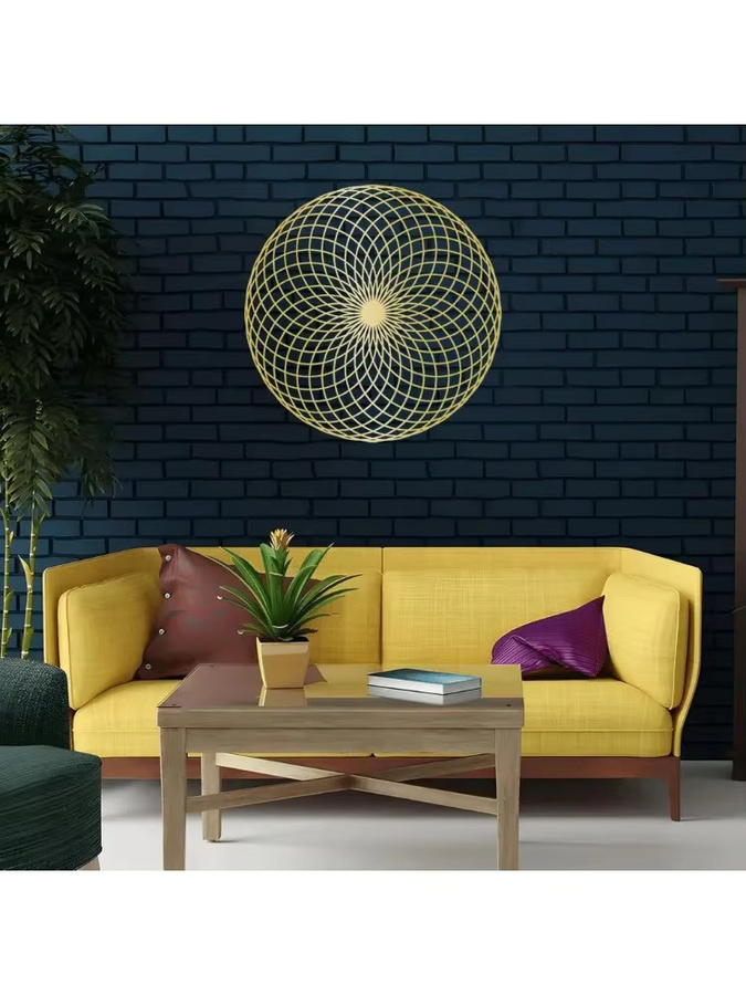 HELLOYOUNG Wandkunst Mystic Yantra aus Metall in Gold, Abstrakte Mandala Dekoration mit Heiliger Geometrie für Meditation und moderne Inneneinrichtung - Bild 3