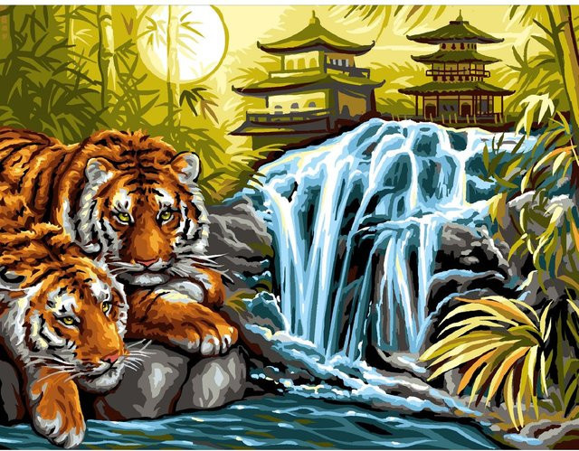 Mammut Malen nach Zahlen Tiger am Fluss Bunt / Mehrfarbig - Bild 1