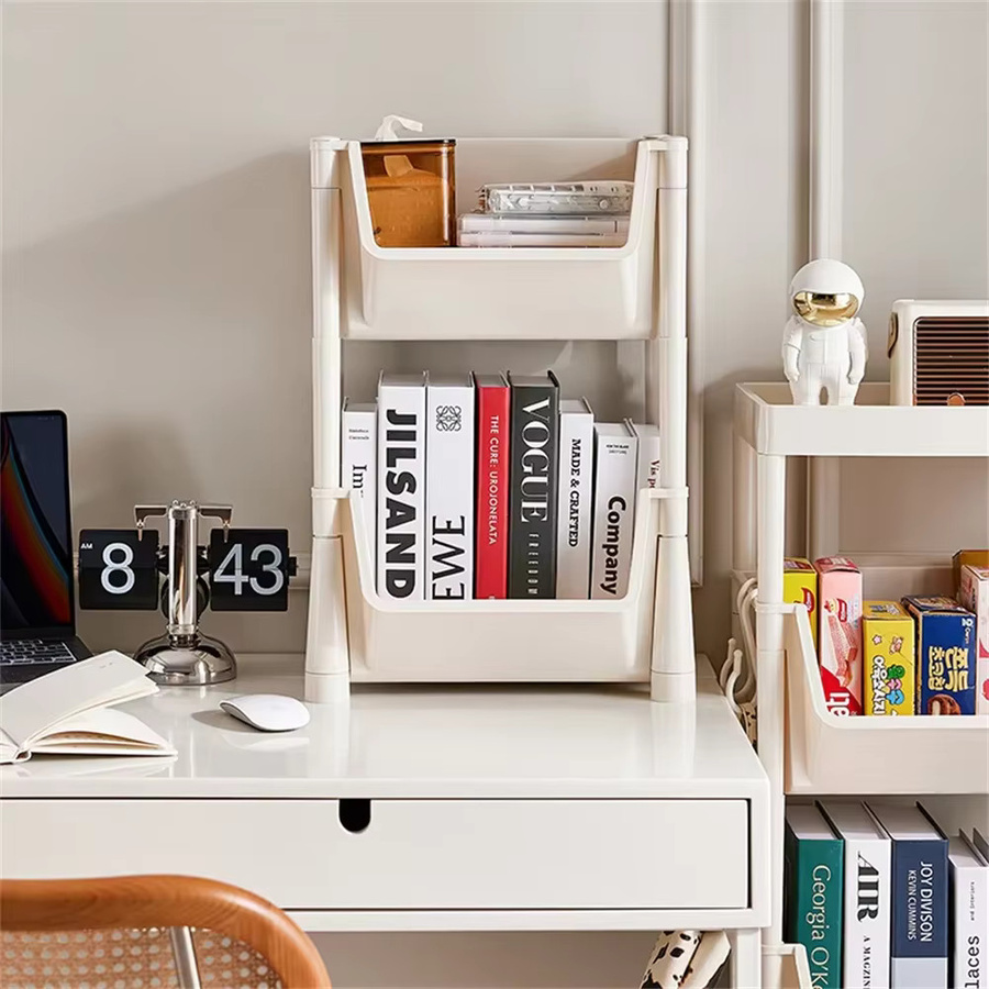 Bodenstehendes 2/3-schichtiges Lagerregal als vielseitiges Bücherregal und Aufbewahrungswagen für Wohnzimmer, Küche oder Schlafzimmer - Bild 1