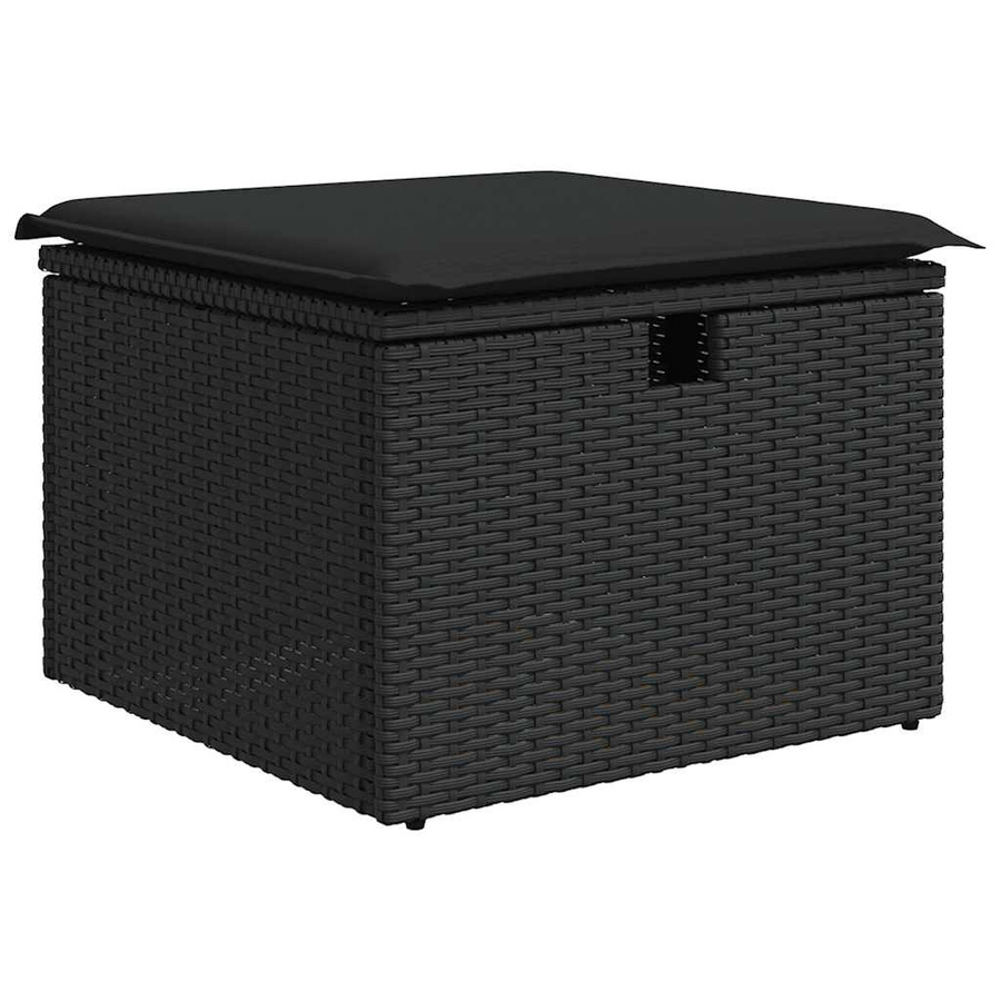 vidaXL 7-tlg. Garten-Sitzgruppe in L-Form aus Polyrattan mit Kissen in Schwarz - Bild 4