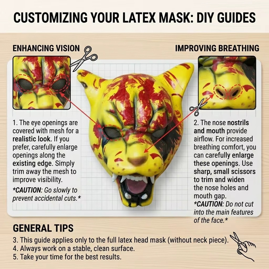 patygr Horror Blutige Tiger-Maske, Vollkopf-Latex-Tiermaske, Unisex - Bild 4