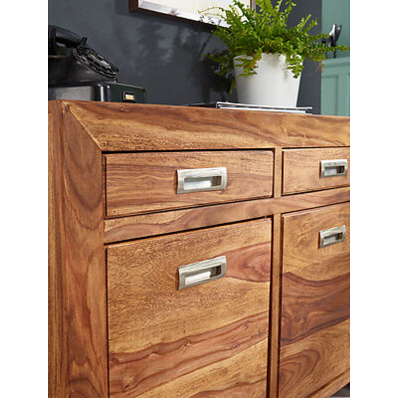 Wohnling Sideboard aus Sheesham Massivholz in Braun B/H/T: 90 x 70 x 40 cm - Bild 2