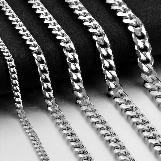 Lucky Star Jewelry Halskette Cuban Link, Edelstahl, Silber, Zirkonia, 50 cm, Unisex - Bild 1