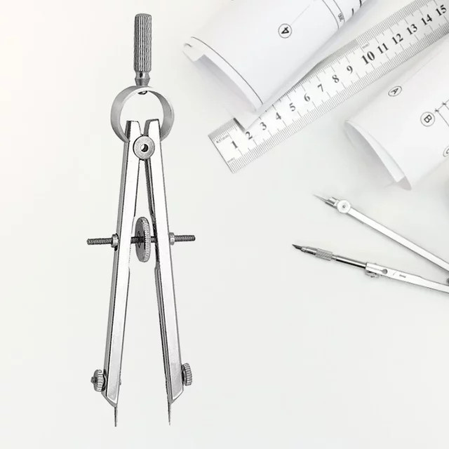 Multifunktions-Zirkel aus Metall als Zeichenwerkzeug und Leder-Prägeschablone in Silber - Bild 1
