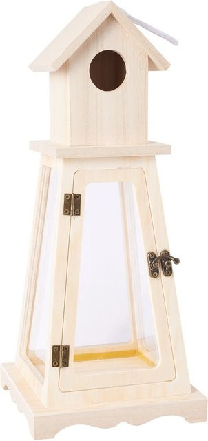 VBS Holz-Leuchtturm Stormlight in Beige, H: 36,0 cm, B: 15,0 cm, T: 15,0 cm - Bild 1