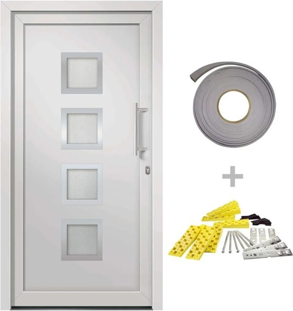 vidaXL Haustür in Weiß, modern, Rechtsanschlag, B/H: 108 x 208 cm - Bild 1