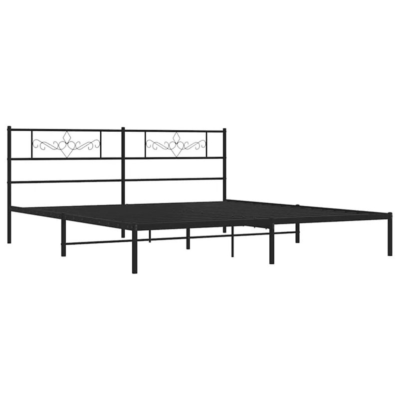 vidaXL Bettgestell aus Metall mit Kopfteil in Schwarz, klassisch pulverbeschichtet, B/T/H: 193 x 203 x 90 cm - Bild 2