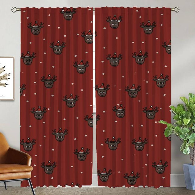 Weihnachten Fenstervorhang Set aus 2 Paneelen, rot, semi-transparent, Breite: 50 cm, Höhe: 70 cm - Bild 1