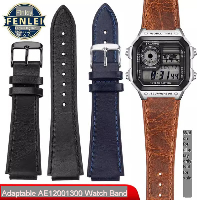 Casio Uhrenarmband Leder, Vintage, Herren, 18mm - Bild 1