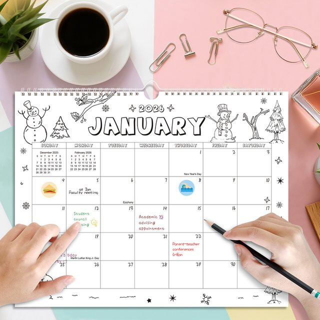 Minimalistischer 18 Monate englischer Kalender als Schreibtisch- und Wandkalender in Weiß für Büro und Zuhause - Bild 1