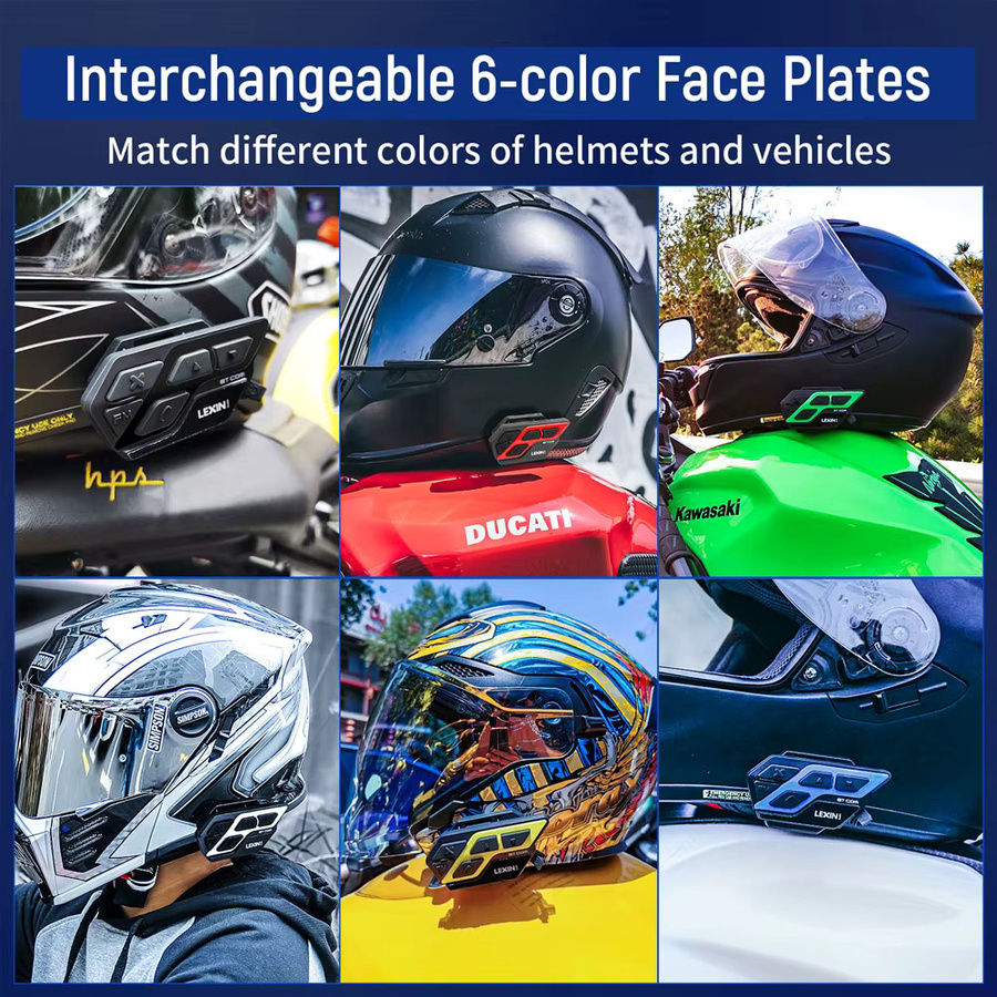 LEXIN ET COM Motorrad Helm-Gegensprechanlage mit Bluetooth v5.0, wasserdichtem Headset und FM-Radio in Schwarz - Bild 4
