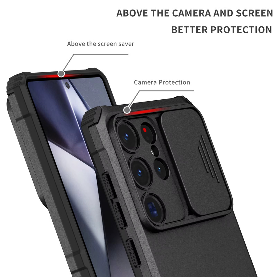 Schutzhülle mit Standfunktion für Samsung Galaxy S25 Ultra, S24, S23, S22, S24 Plus, A56 5G, A55, A36, A35, A17, A16, A15, A14, A54 und A14 in Schwarz und Rot - Bild 4