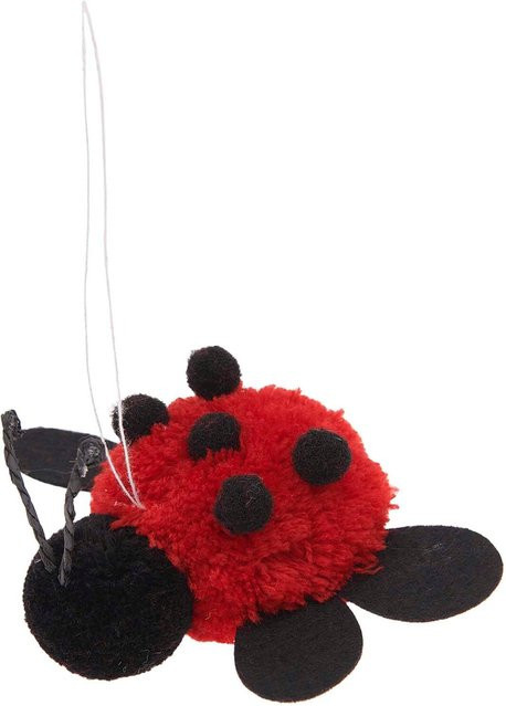 Rico Design Pompon Marienkäfer Figur zum Aufhängen, Rot/Schwarz, B: 9 cm, T: 12 cm, H: 5 cm - Bild 1