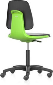 Bimos Labsit 2 Labordrehstuhl in Grün mit Rollen und Kunstlederbezug, Sitzhöhe: 45,0 - 65,0 cm, Rückenlehnenhöhe: 42,0 cm - Bild 1