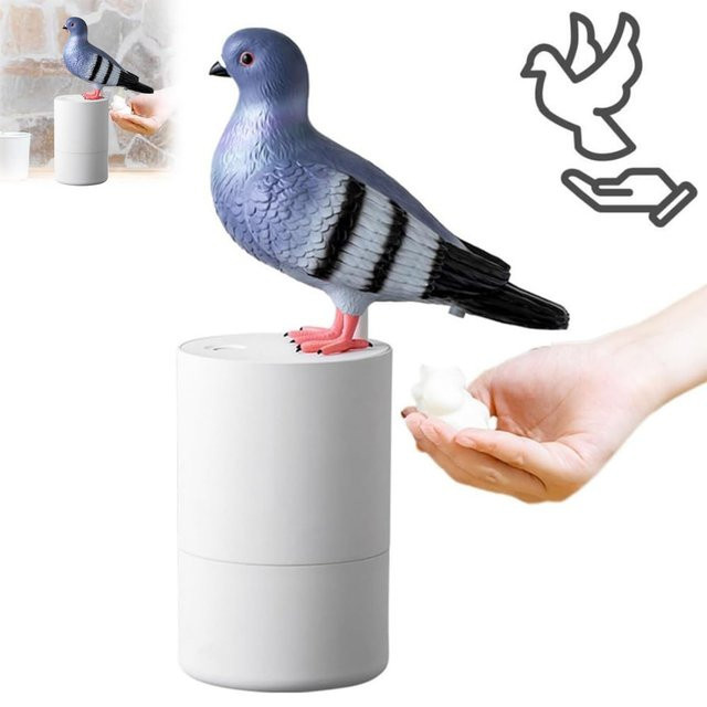 Aramox Automatischer schäumender Handseifenspender mit blauem Vogel Design, berührungsloser Induktionsseifenspender aus ABS für Küche und Badezimmer, Blau - Bild 1