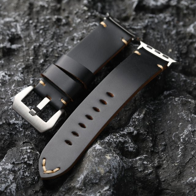 Raystray Uhrenarmband Leder, Schwarz, Herren - Bild 1