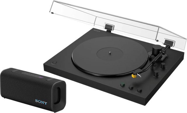 Sony PS-LX5BT Plattenspieler in Schwarz und Sony ULT Field 3 Bluetooth Lautsprecher Set - Bild 1