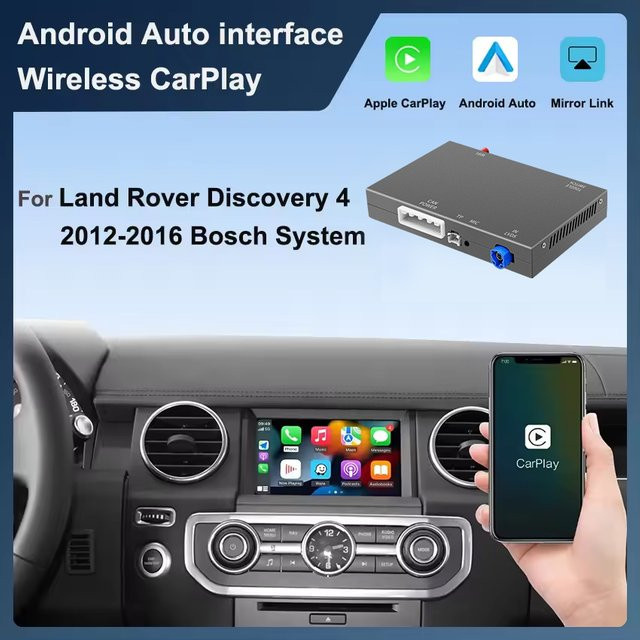 AUTOABC Drahtloser CarPlay und Android Auto Adapter für Land Rover Discovery 4 (2011-2016) mit Bosch System und Kamera-Unterstützung, Schwarz - Bild 1