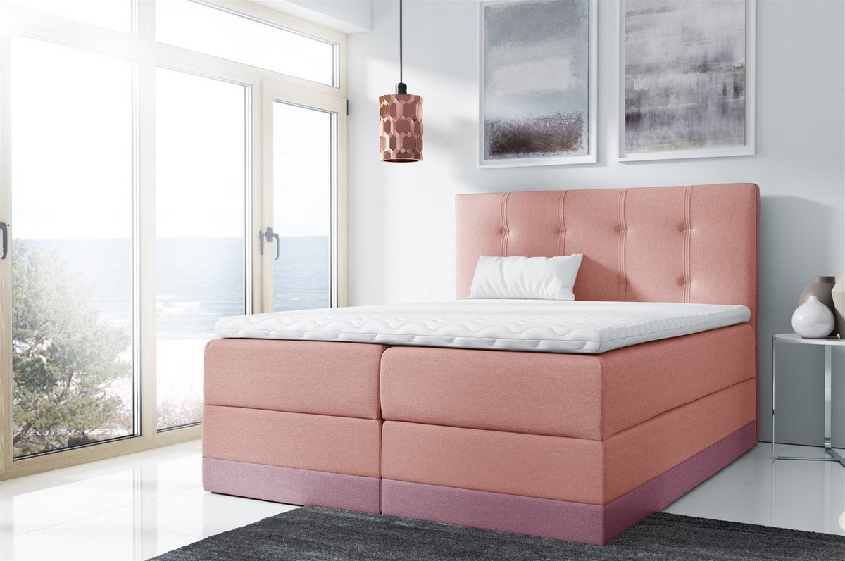 Fun Möbel Boxbett BALEA Schlafzimmerbett in Stoff Monolith mit 2 Bettkästen und Kaltschaumtopper, Zweifarbig - Bild 1
