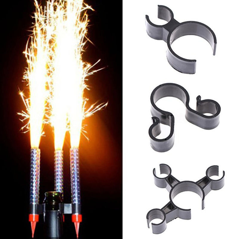 Schwarzer Champagner Flaschenclip aus Kunststoff als Halter für Geburtstagskerzen und Feuerwerk - Bild 1