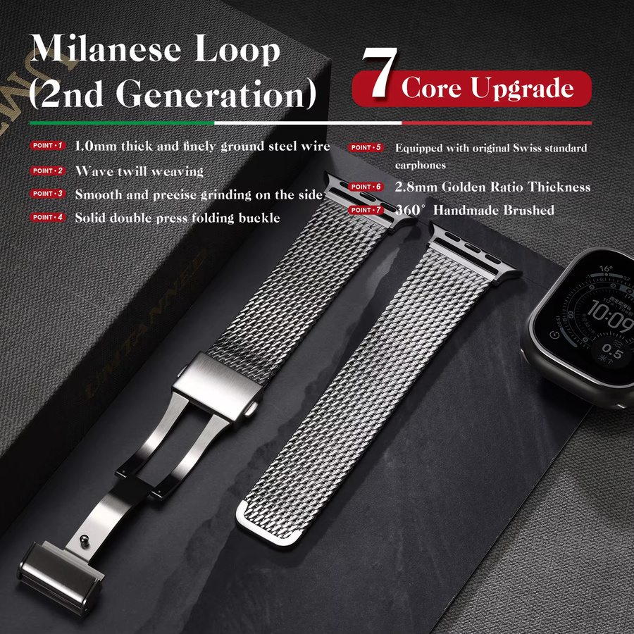 MAIKES Uhrenarmband Milanese Loop, Edelstahl, Silber, Unisex - Bild 2
