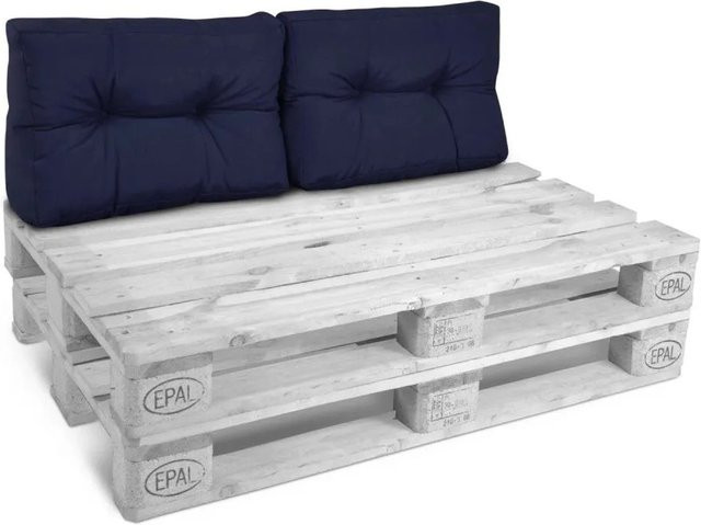 Beautissu ECO Style Palettenkissen Rücken Dunkelblau, 2er-Set, B: 60 cm, H: 40 cm, T: 10 cm - Bild 1