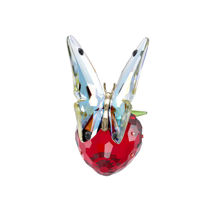 SWAROVSKI Kristallfigur Schmetterling und Erdbeere Dekoration in Rot aus Glas und Metall - Bild 2