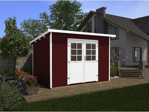 WEKA Gartenhaus 219 Gr.1 aus Massivholz in Schwedenrot mit Pultdach und Vordach, B/H/T: 260 x 218 x 240 cm - Bild 2