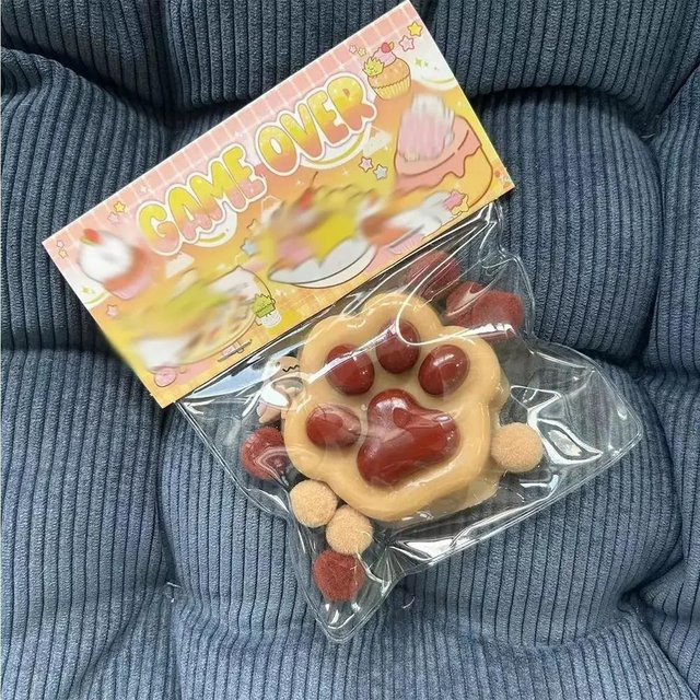 Mochi Taba Squishy, Katzenpfote, Knetspielzeug, kaffeebraun - Bild 1