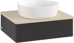 V&B Waschtischunterschrank Antao mit Frontstruktur und Beleuchtung, Farbe: Blau, B/T/H: 60 x 50 x 19 cm - Bild 1