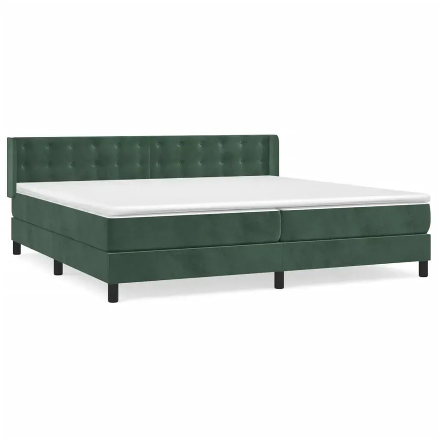 vidaXL Boxspringbett mit Matratze in Dunkelgrün aus Samt, Hybrid-Design mit Taschenfederkern, B/T/H: 200 x 200 x 203 cm - Bild 2