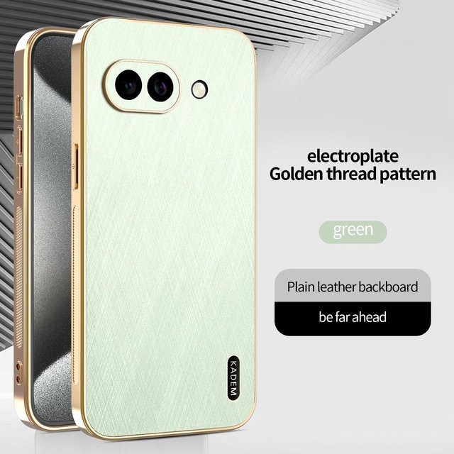 Goldene Handyhülle mit Seidenstruktur und Lederbeschichtung für Google Pixel 10, 9 Pro XL, 8 und weitere Modelle, stoßfeste PC-Kunststoffabdeckung - Bild 1