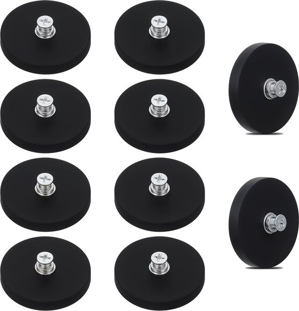 U-POLEMAG Anti-Kratz-Montagemagnete mit Gewindebolzen in Schwarz, Durchmesser: 43 mm - Bild 1