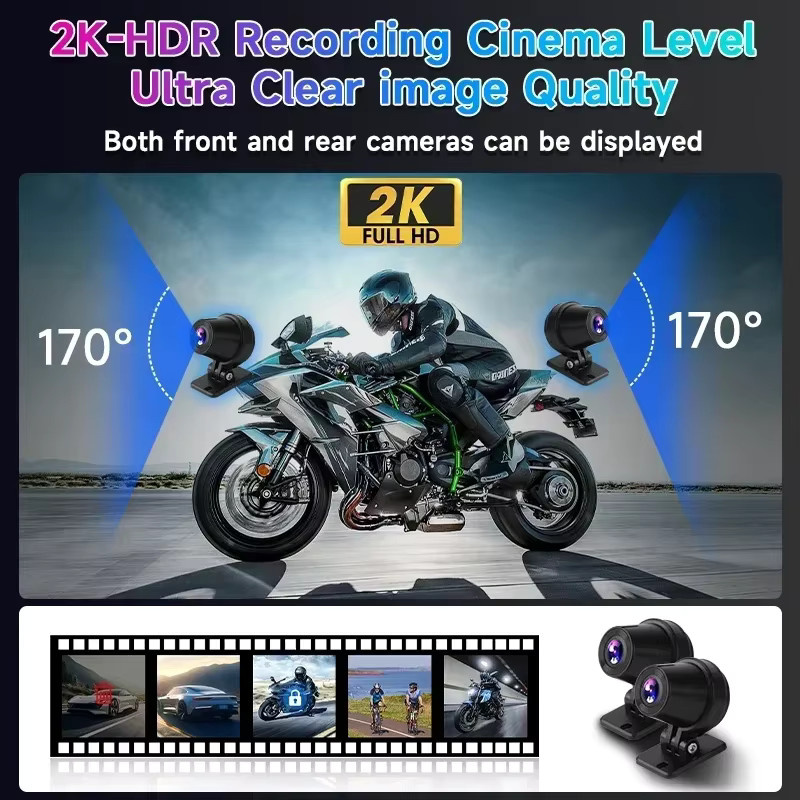 JMCQ Tragbarer 7 Zoll Motorrad CarPlay Bildschirm mit GPS Navigation, Drahtlose Android Auto Unterstützung, 2K Kamera und IPX7 Wasserdichtigkeit, Schwarz - Bild 3