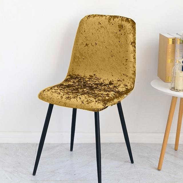 YZFZP Stuhlbezug aus glänzendem Samtstoff in Gold für Esszimmerstühle und Barstühle, 1 Stück - Bild 1