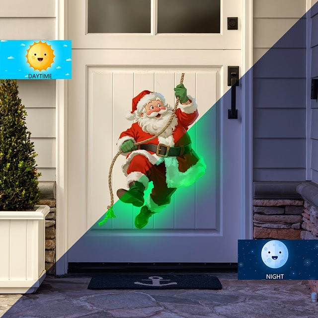 DUTRIEUX Weihnachtsmann Wandaufkleber aus PVC im Dunkeln leuchtend, bunte Weihnachtsdekoration für dein Zuhause - Bild 1