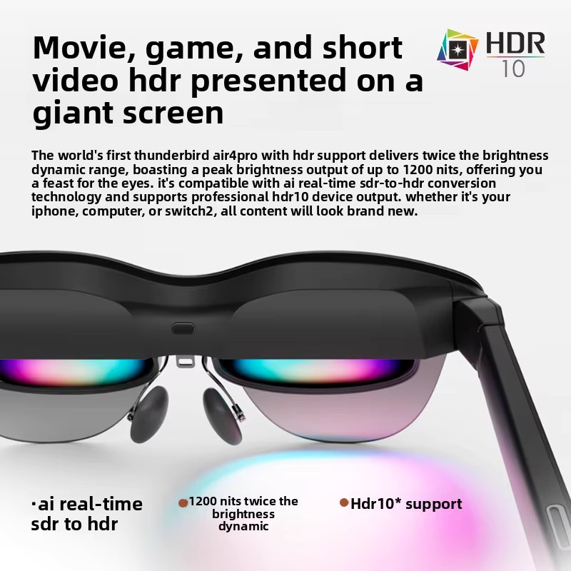 TCL RayNeo Air 4 PRO AR-Brille mit Macro-OLED-Bildschirm für 3D-Privatkino und HDR10 in Schwarz - Bild 3