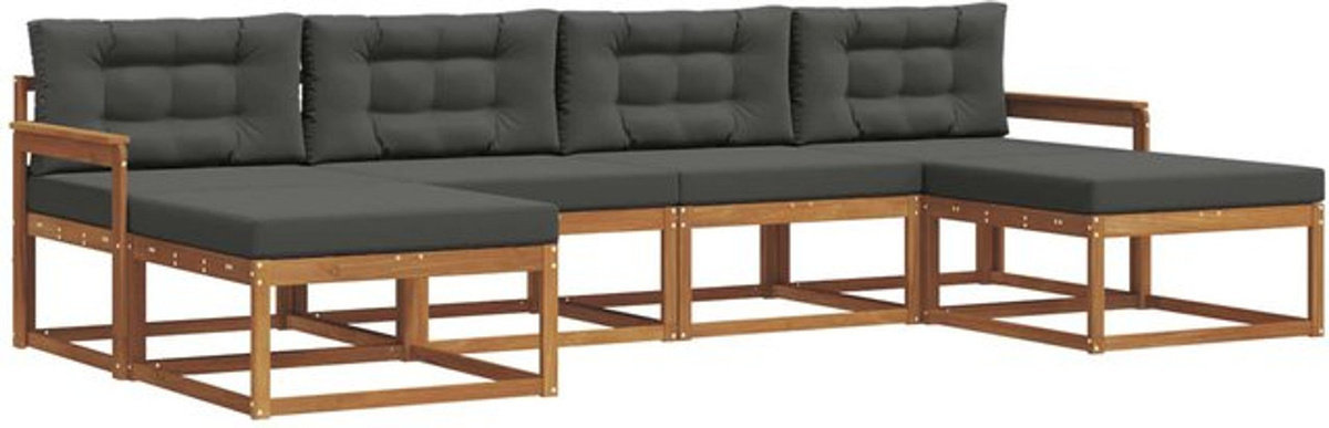 Modernes 6-teiliges Outdoor-Sofagarnitur Loungemöbel aus Akazienholz mit Kissen von vidaXL in Natur und Anthrazit - Bild 1
