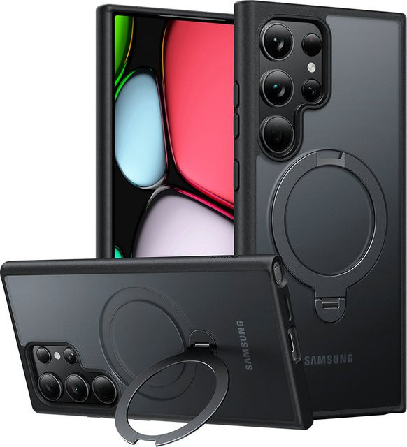 Torras MagSafe Schutzhülle Ostand Spin für Samsung Galaxy S24 Ultra S928 in Schwarz - Bild 1