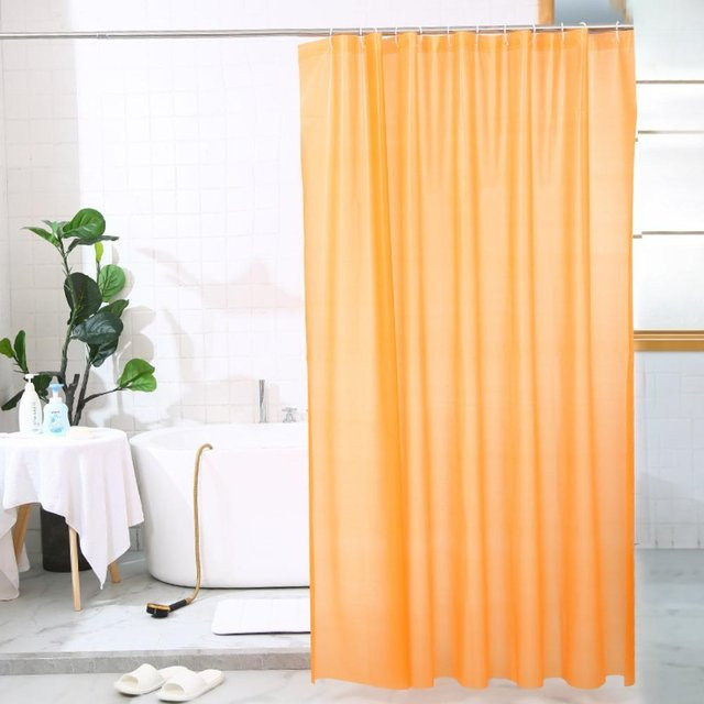 Tangli Duschvorhang aus PEVA in Orange, wasserdicht und schimmelresistent mit Haken, Höhe: 180 cm - Bild 1